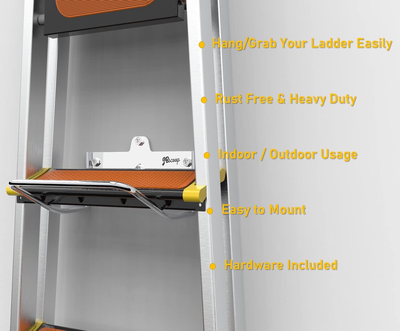 JBscoop Ladder Hanger for Garage Wall, Ladder Storage Strollers and Folding Chair, Heavy Duty Lader Holder Rust Proof SS304