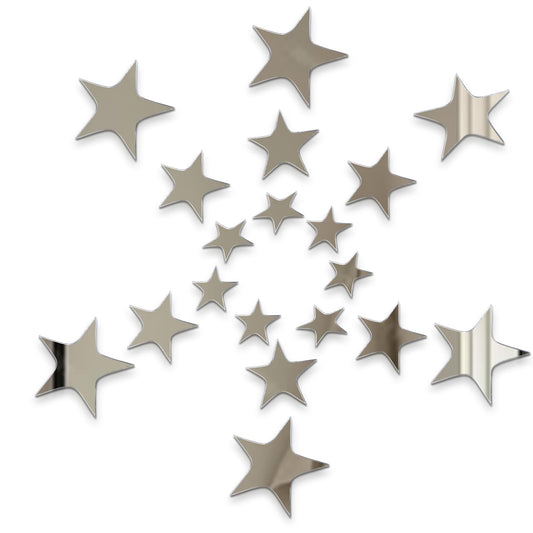 40PCS Star Mirror Stickers 3 Sizes Acrylic Mirrors Wall Stickers Self-Adhesive Star Mirror Decals Silver Stars Art Decal 3D Wall Decorations for Bedroom Home DIY Decor