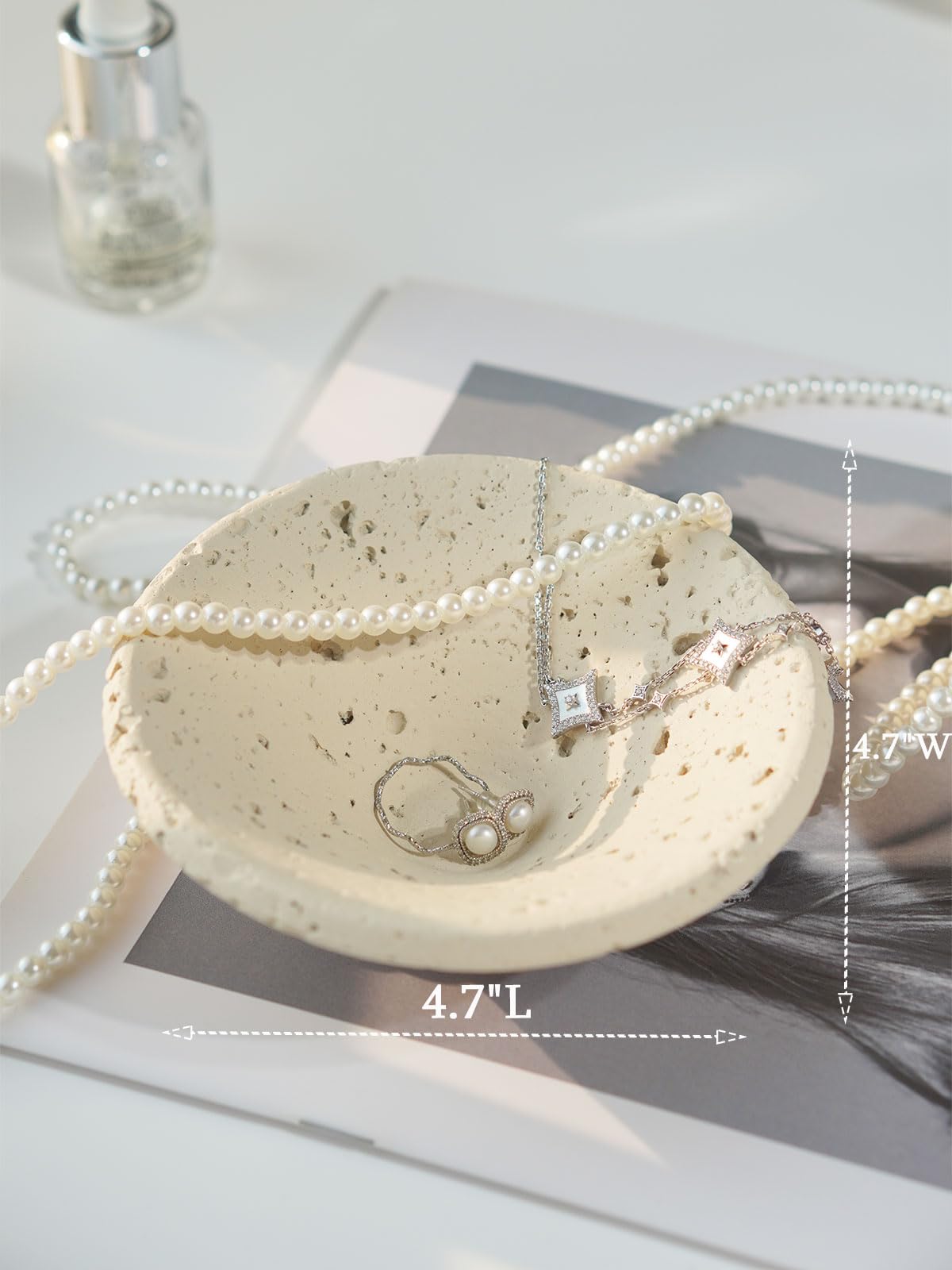 DINLiAN S Concrete Conical Ring Holder dish,Jewelry Dish Tray Holder,Decorative Trinket Dish Vanity Tray,Cute Small Jewelry Organizer for Woman Room Table Decor(beige conical)