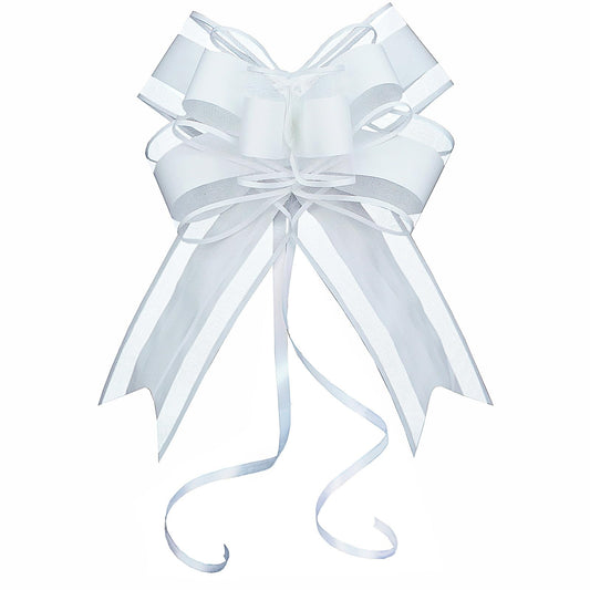 WEWILUCK White Gift Bow, Big White Pull Bows for Gift Wrapping, Wedding, Christmas, Valentine's Day, Presents, Flower Basket Decor(6 inches, 15PCS)
