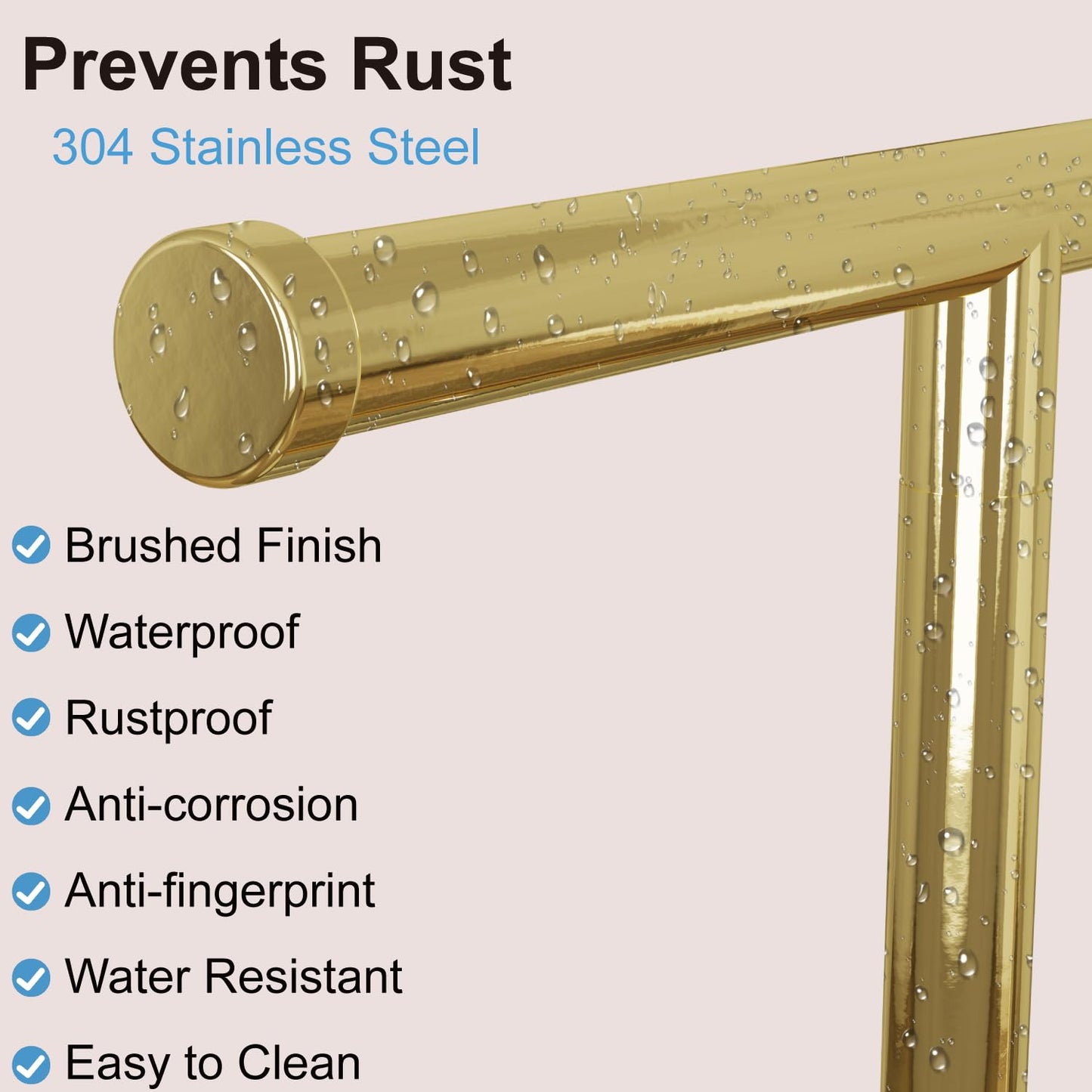 Blemoacha Hand Towel Holder, T-Shape Hand Towel Stand with Heavy Marble Base, Stainless Steel Towel Bar Rack for Bathroom Vanity, Kitchen Countertop, Gold