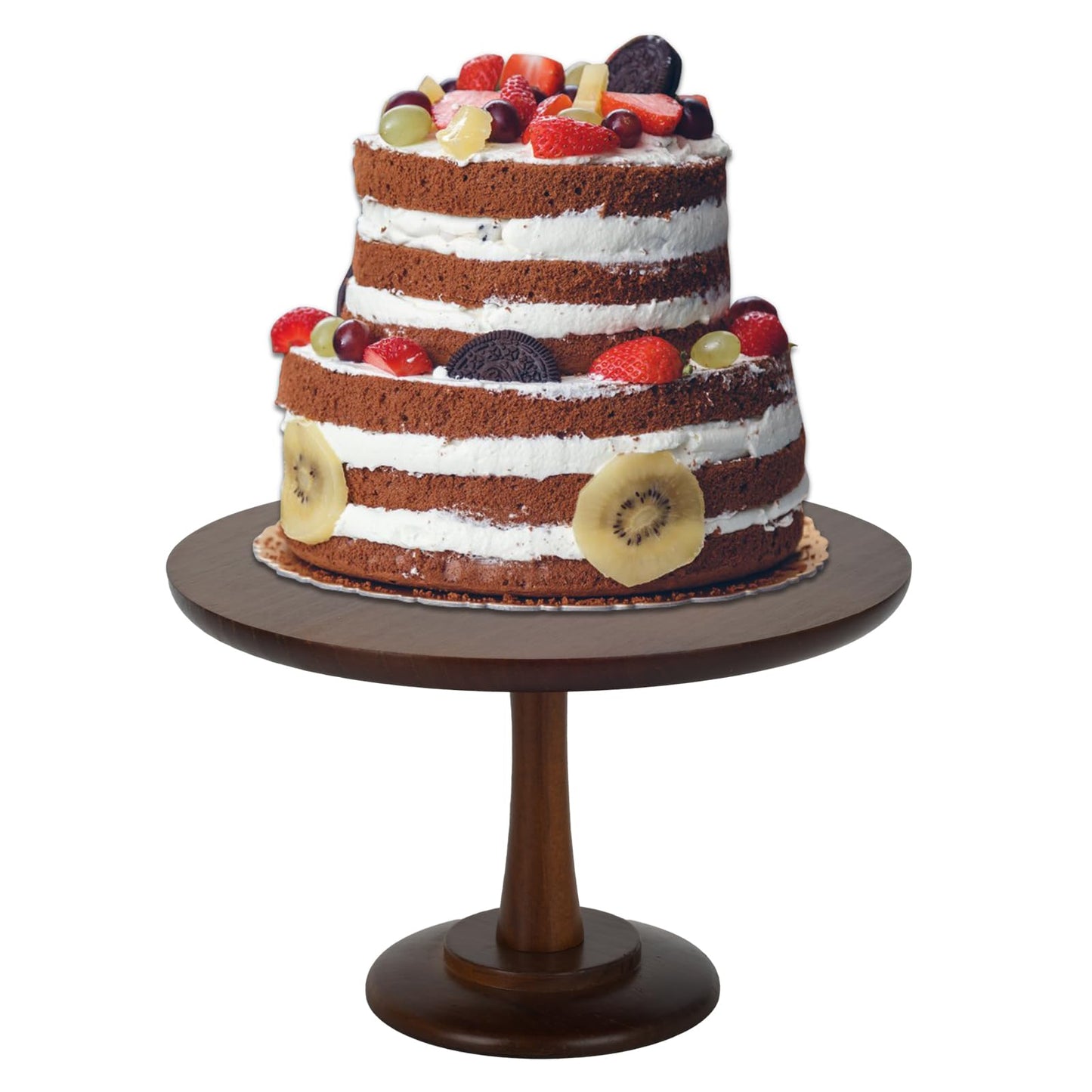 Rustic Cake Stand, 12 Inch Wood Cake Stand Set Wooden Round Cupcake Stand for Wedding Birthday Party Decor Dessert Cookie Serving Tray Pie Plate Holder Farmhouse Style