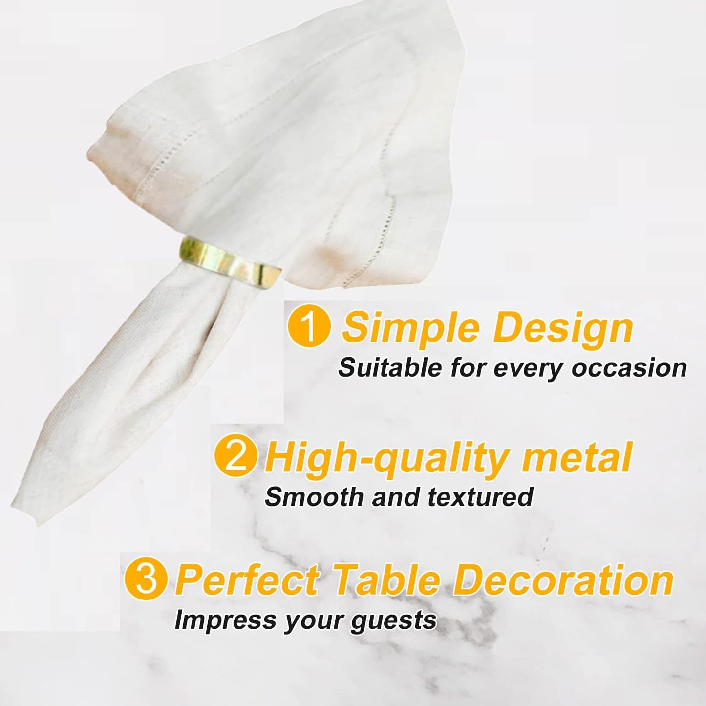 Gold Napkin Rings-10 Pcs Stainless Steel Napkin Rings,Metal Napkin Ring for Table Settings Wedding Christmas Party Dinner Table