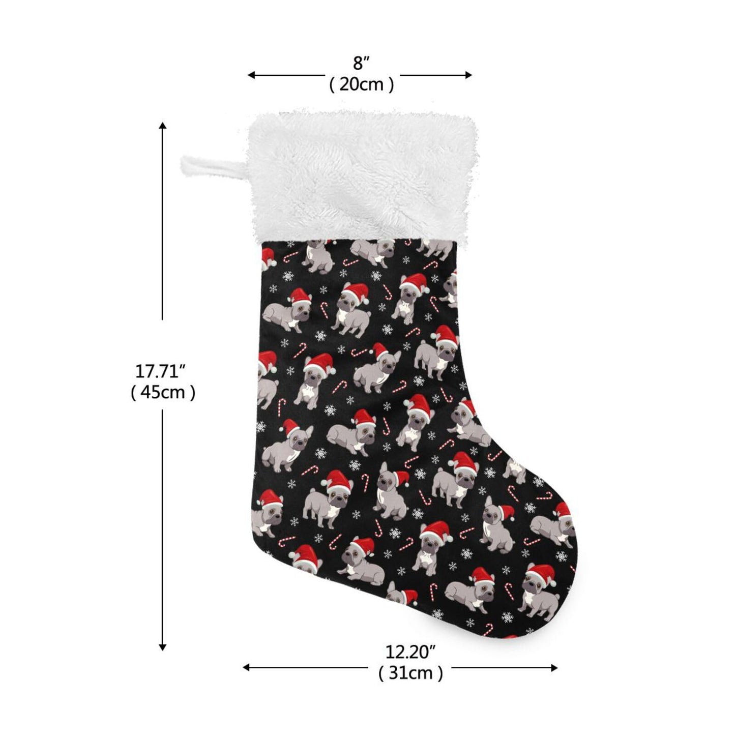 JUDIAN Christmas Stocking 18 inch with White Cuff, Classic Hanging Stockings Xmas Stockings Ornament Gifts for Fireplace Mantel, Holiday Decorations for Family, Party, Gift Giving (1 Pcs)