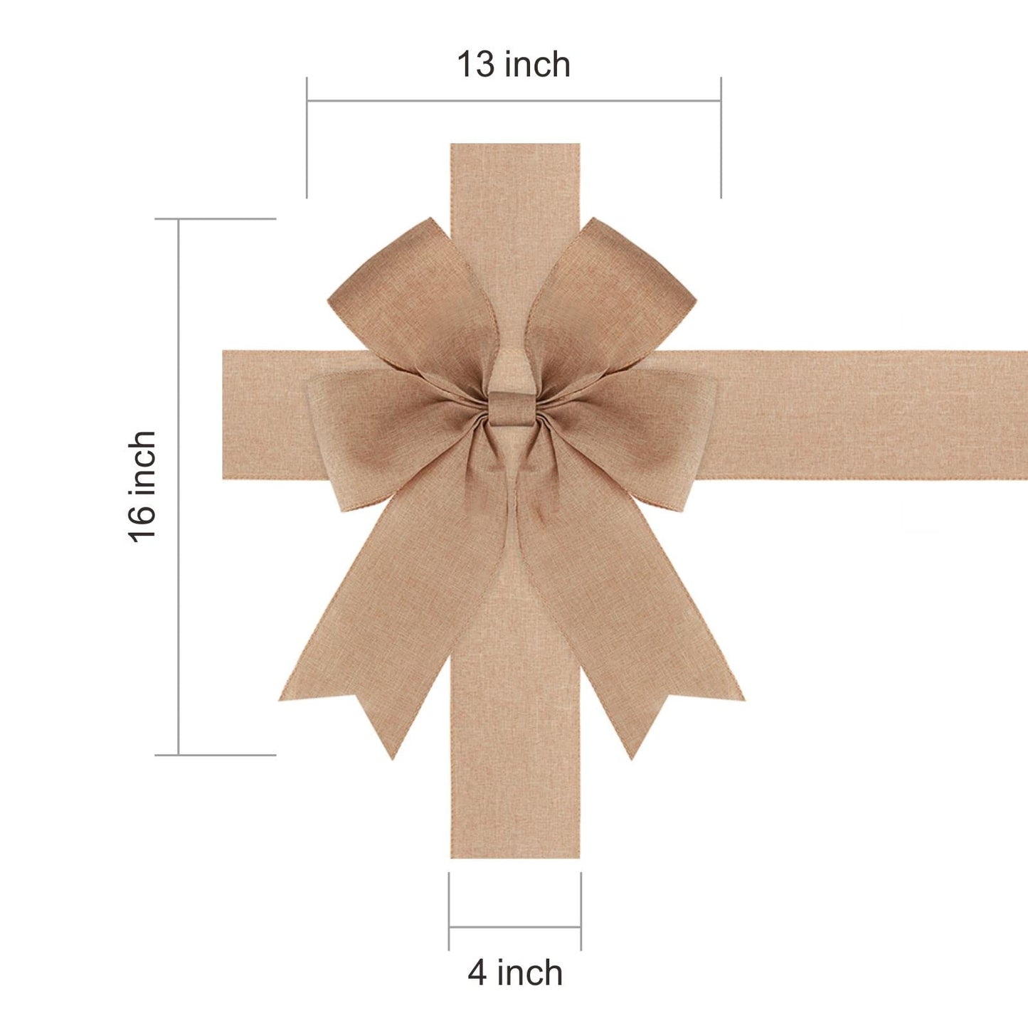 Meseey Large Burlap Ribbon Bow Big Linen Bows for Christmas Tree Fireplace Home Cabinet Gate Front Door Party Decoration