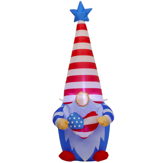 Juegoal Patriotic Independence Day Inflatable, 4FT Blow Up Gnome, 4th of July Outdoor American Uncle Sam, Lighted Tomte Elf with Top Hat for Lawn Yard Home Veterans Day Celebration Garden Decor
