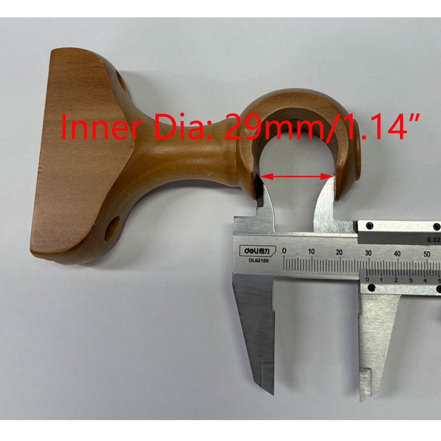 T Tulead Curtain Rod Bracket Wooden Rod Brackets Drapery Curtain Single Bracket Inner Dia: 29mm/1.14", Pack of 2 (Wood Color)