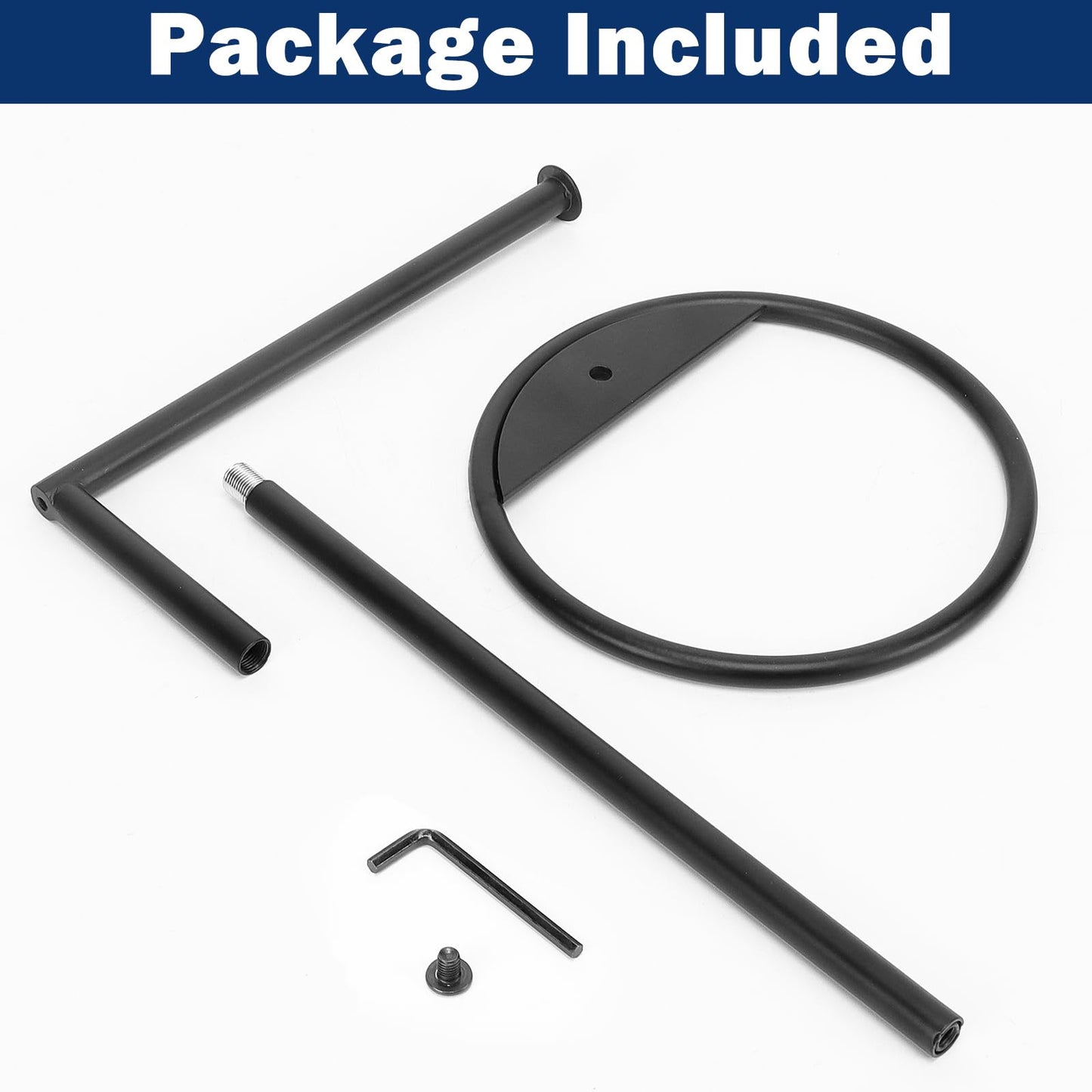 NearMoon Hand Towel Holder Stand, Thicken Metal L Shape Hand Towel Rack, Small Towel Ring, Stable Standing Towel Bar for Bathroom Kitchen Vanity Countertop, 8” L 14” H (Matte Black, 1 Pack)