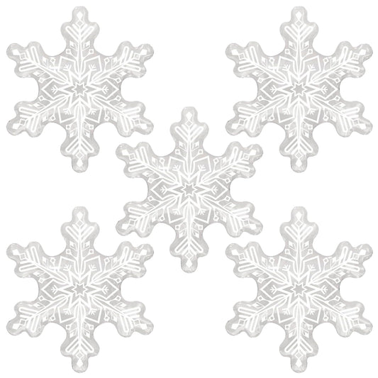 5Pcs 36inch Transparent Snowflake Balloons Christmas Clear Snowflake Foil Mylar Balloons for Winter Wonderland Ice Snow Themed Birthday Party Decorations
