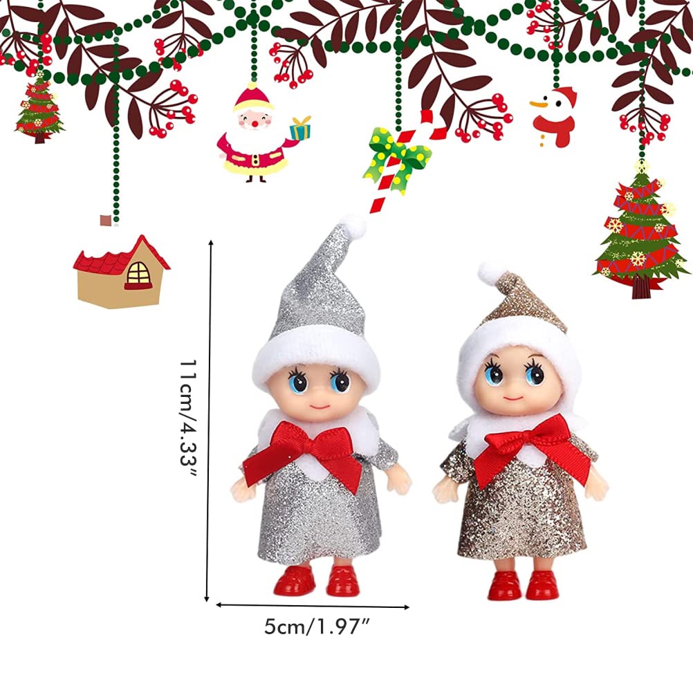Phefop 4 Cute Christmas Mini Elf Dolls with Moveable Head, Arms, and Legs for Kids, Xmas Stocking Filler