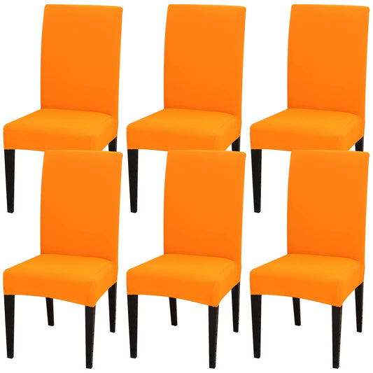 Jusmate Chair Covers for Dining Room Set of 6, Stretch Spandex Dining Chair Covers, Washable Removable Parsons Chair Slipcovers Protector for Dining Room, Kitchen, Hotel (Orange)