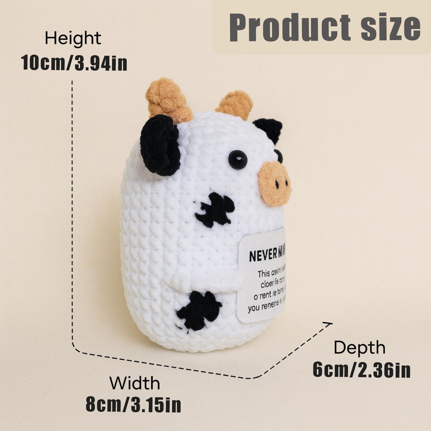 DEYBA Handmade Crochet Cow Plush with Message Card – Soft Knitted Comfort Gift, A Heartfelt Symbol of Love, Friendship & Support for Someone Special