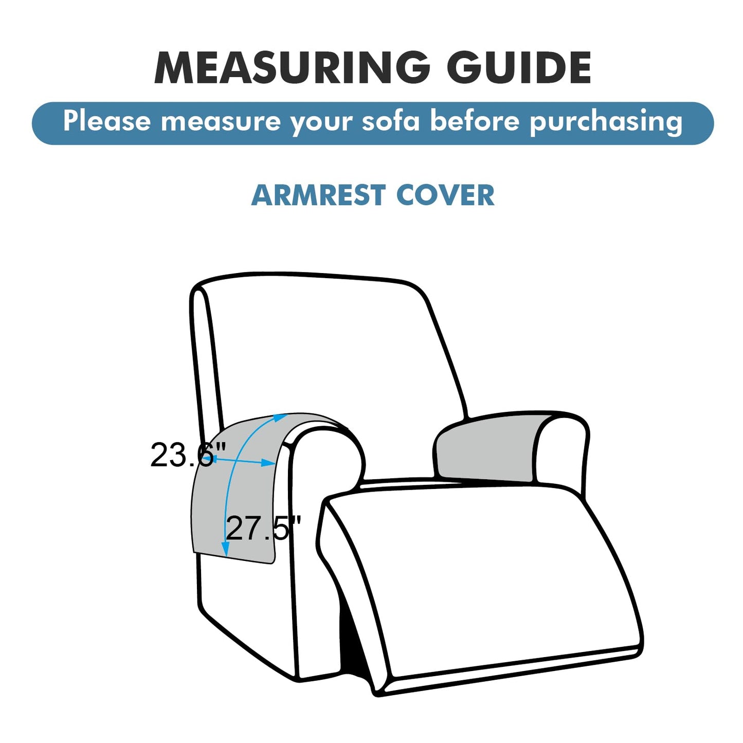 Genina 100% Waterproof Couch Arm Covers Set of 2, Armrest Covers for Sofa Couch Armchair, Anti-Slip Sofa Arm Cover Protectors Armchair Slipcovers for Pets Dogs (Dark Gray)