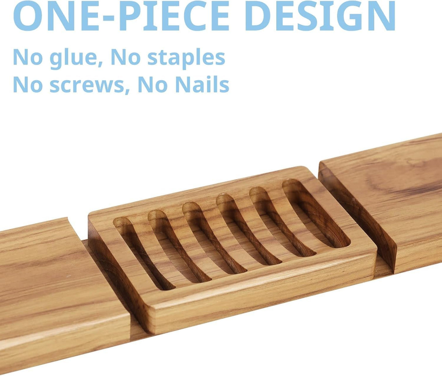 Slotted Bar Soap Holder Teak Wood by HTB, Kitchen Wooden Sponge Holder, Self Draining Soap Dish for Shower, Sink, Bathroom, Bathtub, RV