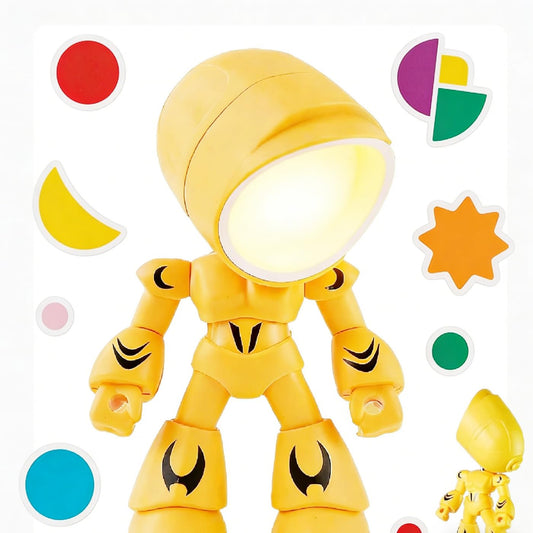 Mini Night Light Lonely Robot,Cartoon Cute Robot Design Companion Table Light,Cordless LED Night Mini Light for Bedroom,Office,Desk Decor (Yellow)
