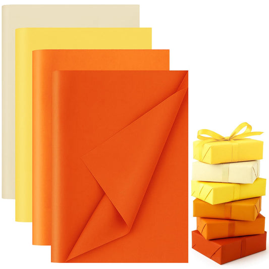Koogel 112 Sheets Orange Tissue Paper, 20x14 Inch Yellow Tissue Paper for Gift Bags, Mother's Day DIY Crafts Gift Wrapping Decor