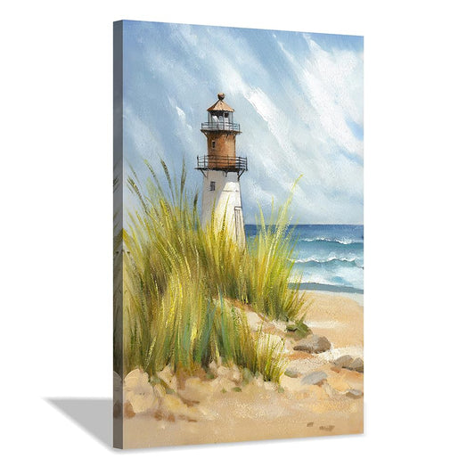 Hardy Gallery coastal wall art lighthouse pictures: beach wall decor coastal artwork nautical ocean print in beach canvas painting for bathroom 11" x 16"