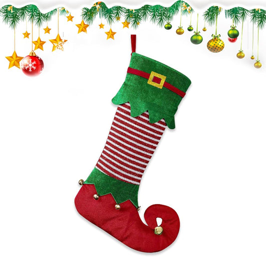 Estivaux Large Christmas Stockings Xmas Fireplace Hanging Stockings Red Green Velvet Stocking Winter Gnomes Shoes Stockings Gift Holding Bag for Home Christmas Decorations Party Favor Supplies