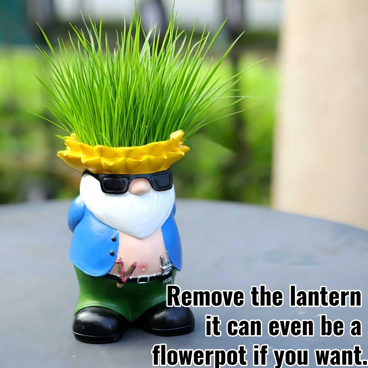LEGIFO Garden Gnome Statue with Solar Lantern Lights Guardian Sculptures Outdoor Decorations Patio Lawn Yard Garden Decor Large Figurine Gifts for Women Mom