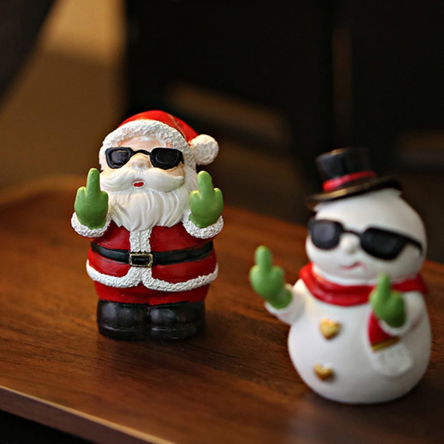 Daisylily Funny Santa Snowman Statue Figurine Christmas Decor, Naughty Xmas New Year's Gifts for Desk Shelf Ornaments - Santa