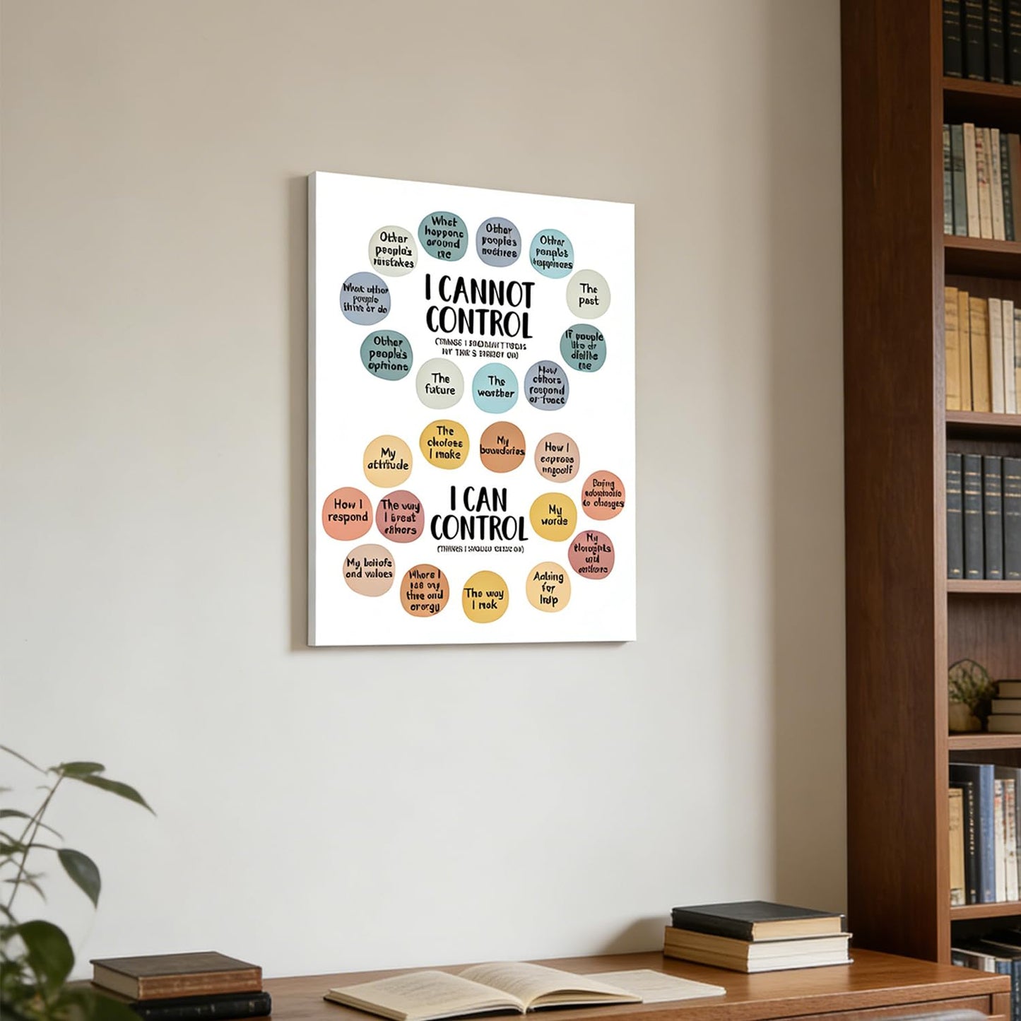 Mental Health Wall Art School Counselor Canvas Painting Picture Motivational Wall Decor Things I Can Control Inspirational Poster Prints Artwork for Therapy Office Home Decor 12x16in Wrapped Canvas