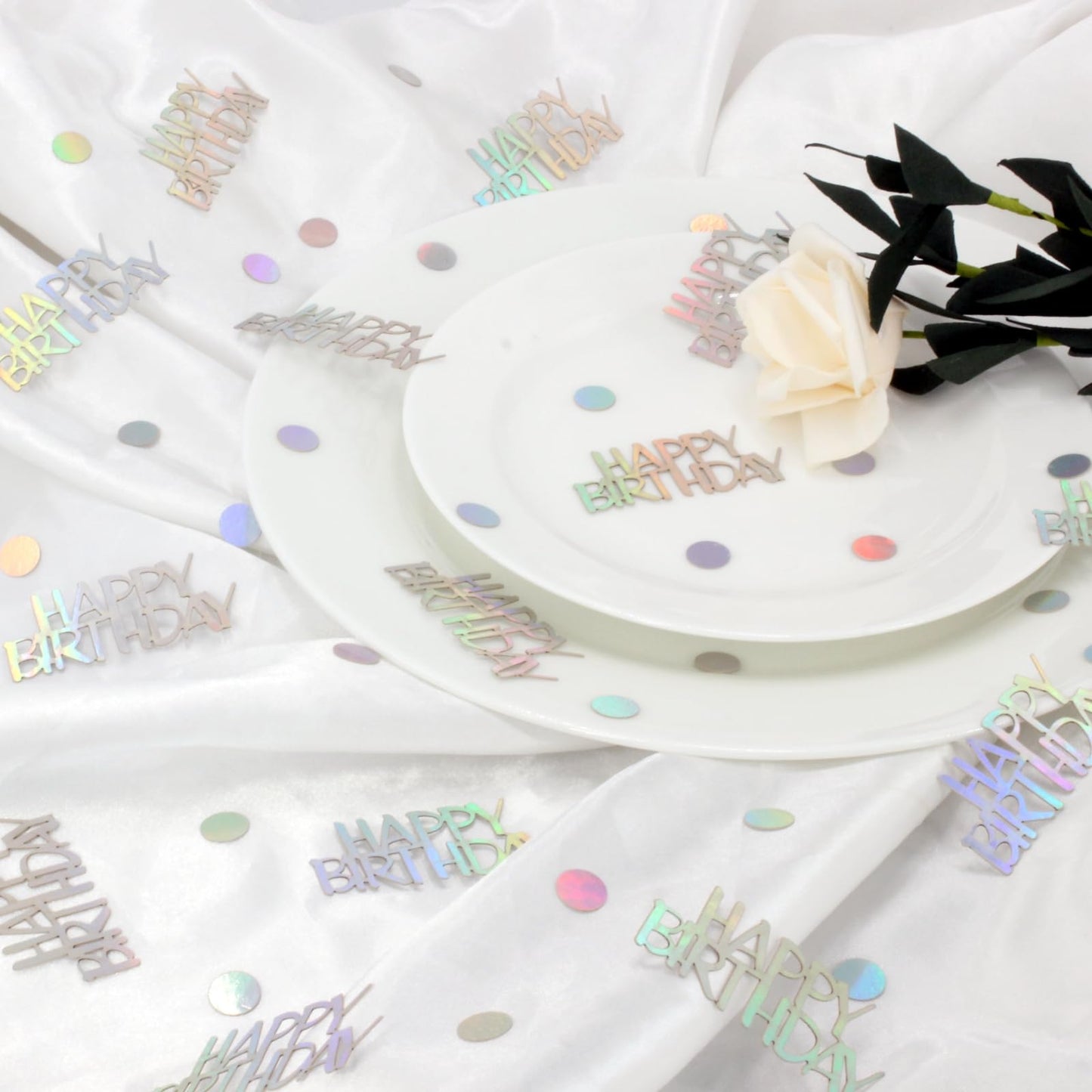 Blopee Birthday Confetti for Table Happy Birthday Decorations, 270 PCS Iridescent Confetti for Iridescent Party Decorations