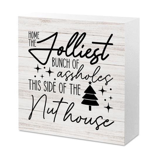 Christmas Decor Christmas Wooden Sign Christian Desk Decor Christmas Vacation Humor Quote Sign Home Office Desk Table Cubicle Shelf Decor Gifts for Women 5 x 5 inch