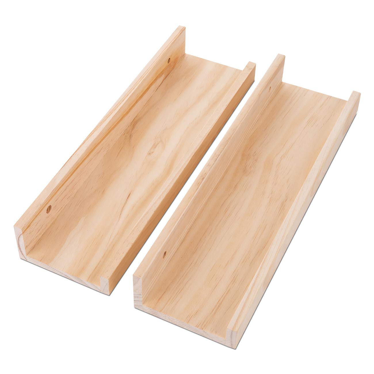 AZSKY Picture Ledge Shelf, Small Floating Shelves Set of 2, 16 Inches Nursery Book Shelves for Storage, Bookshelf Wall Mounted for Living Room Bedroom Decor Books Photo Frames,Natural