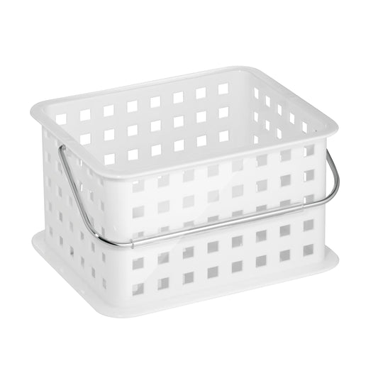 iDesign Portable Shower Caddy Basket with Handle for College Dorm or Bathroom - White - Made in USA