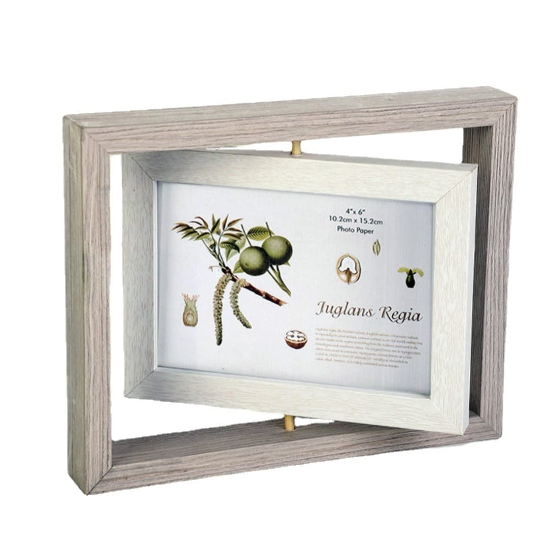 JOSON Rotating Photo Frame, Antique Rotating DIY Desktop Floating Photo Frame (4x6) (grey)