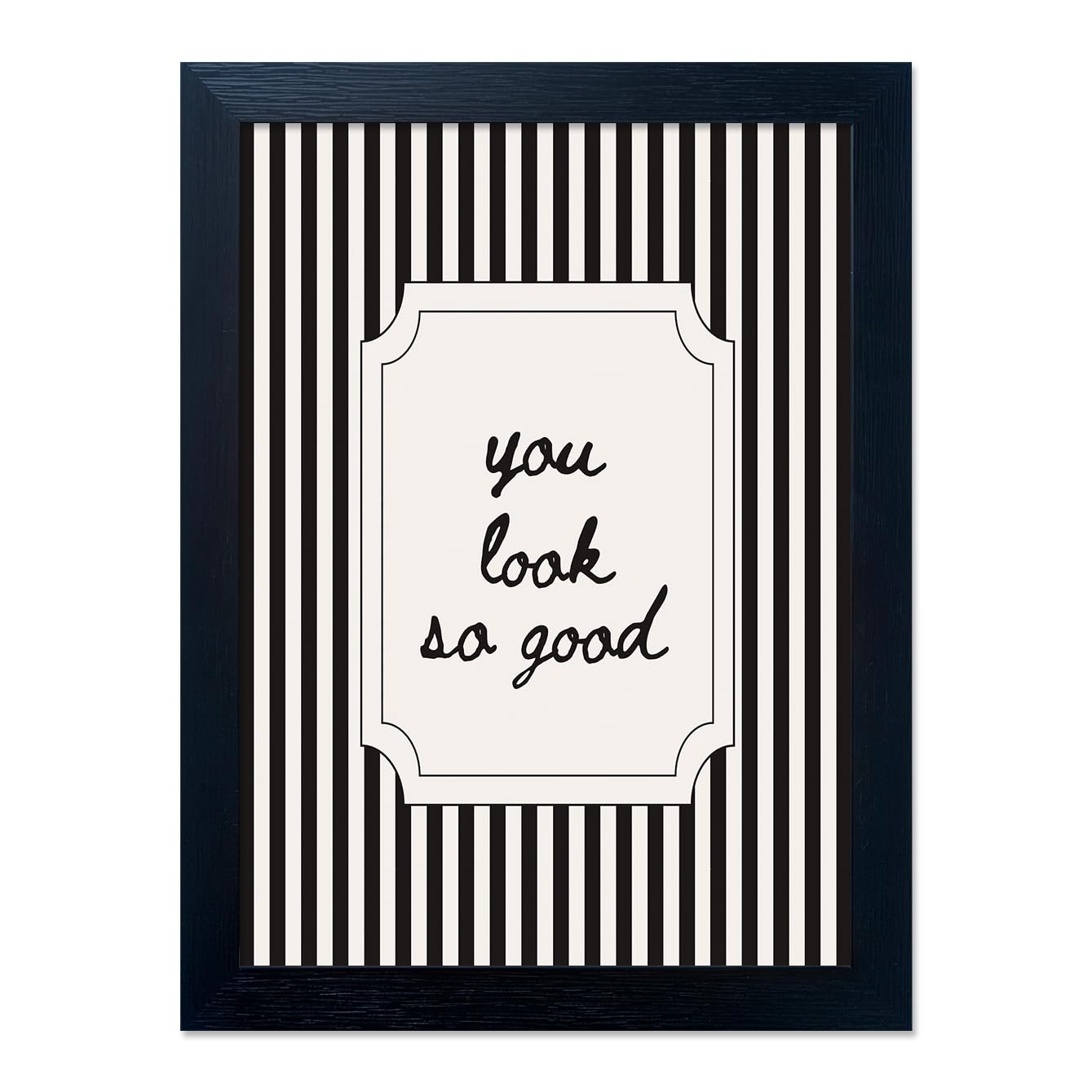 Black and White Bathroom Wall Art You Look So Good Framed Black Striped Bathroom Decor Modern Minimalist Canvas Print Painting Artworks for Wall