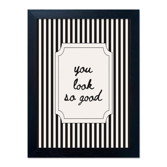 Black and White Bathroom Wall Art You Look So Good Framed Black Striped Bathroom Decor Modern Minimalist Canvas Print Painting Artworks for Wall