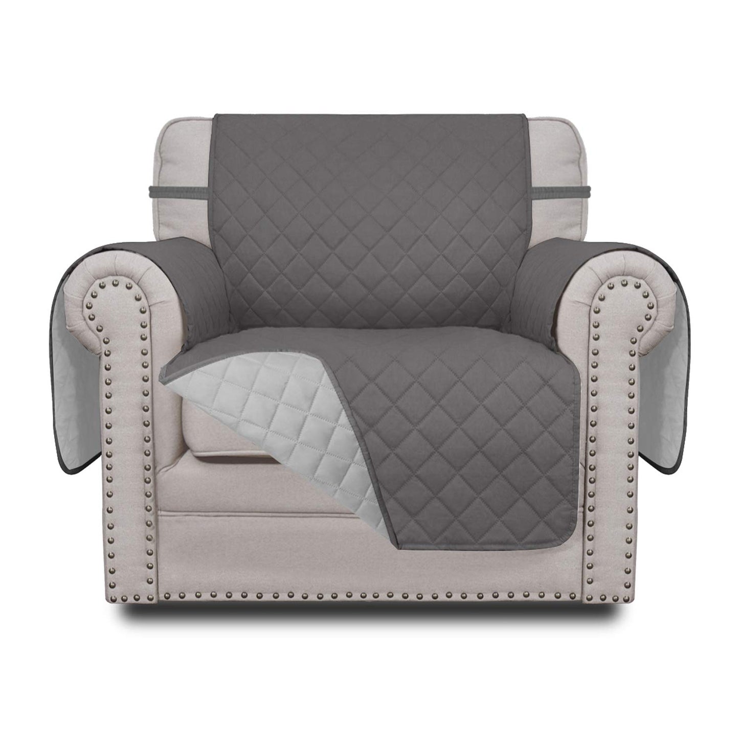 Easy-Going Chair Sofa Slipcover Reversible Sofa Cover Water Resistant Couch Cover Furniture Protector Cover with Elastic Straps for Pets Kids Children Dog Cat (Chair, Gray/Light Gray)