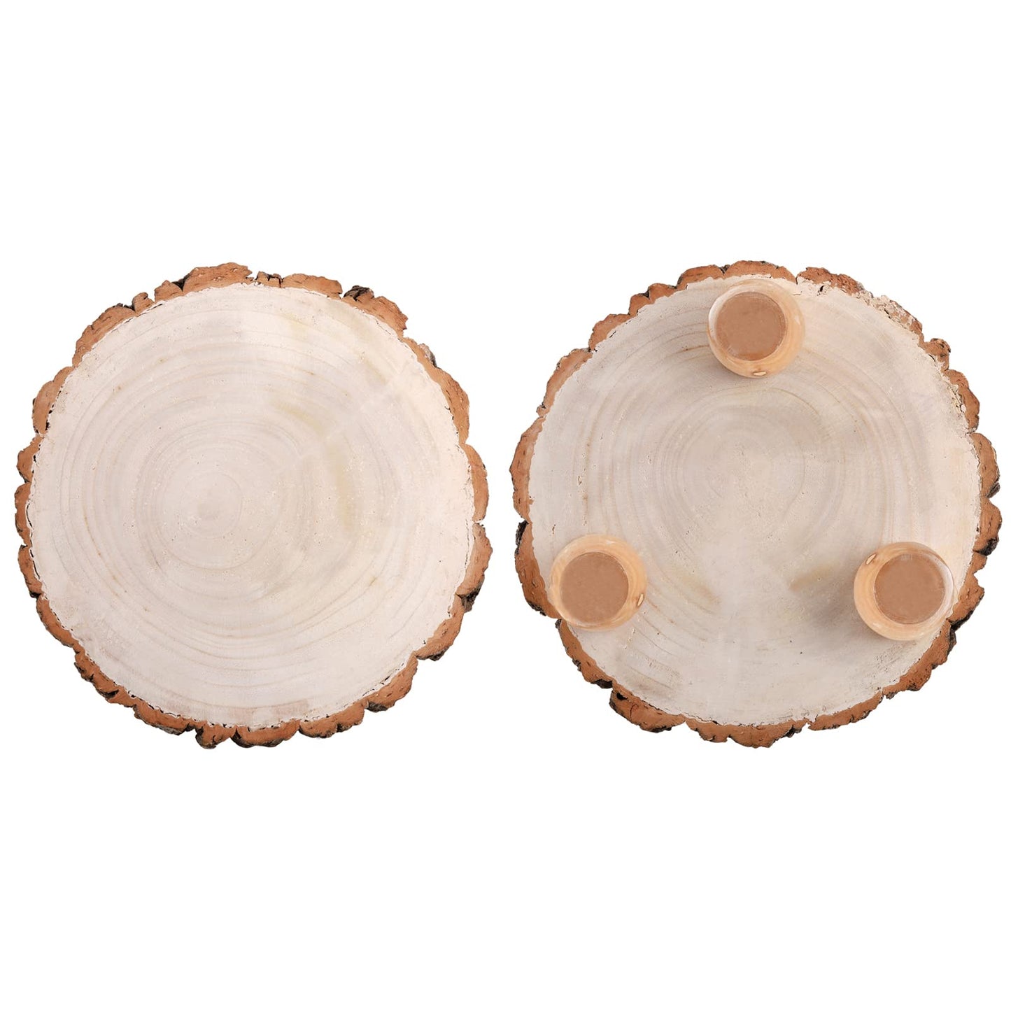 Frcctre 11 Inch Wood Cake Stand, Round Wooden Cupcake Pedestal, Paulownia Woods Slice with Legs, Rustic Cake Holder Wooden Serving Tray Serving Board Display Wood Plant Stand