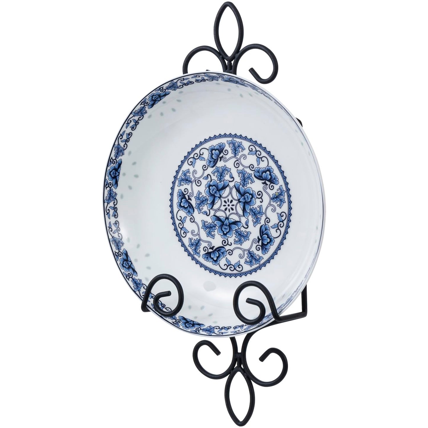 MyGift Wall Plate Hanger Holds Single 5.5 to 8 Inch Plates, Vertical Plate Holders, Decorative Metal Wire Platter Rack, Scrollwork Hanging Display Easel for Wall