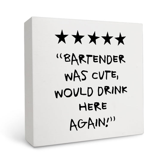 OFlich Funny coffee wine bar accessories Wooden Box Desk Sign, Wine Bar Table Decor, Trendy Decor, 5×5 Inch