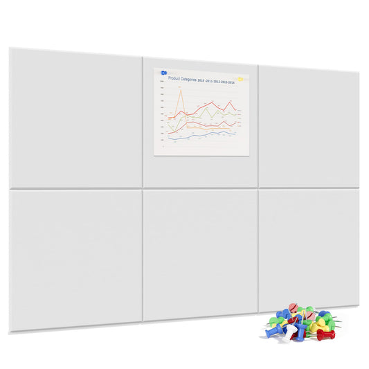 Neatsure Large Cork Board for Wall, 36" x 24" White Bulletin Board with Pushpins, 6 Panels Felt Tiles Tack Push Pin Board for Office