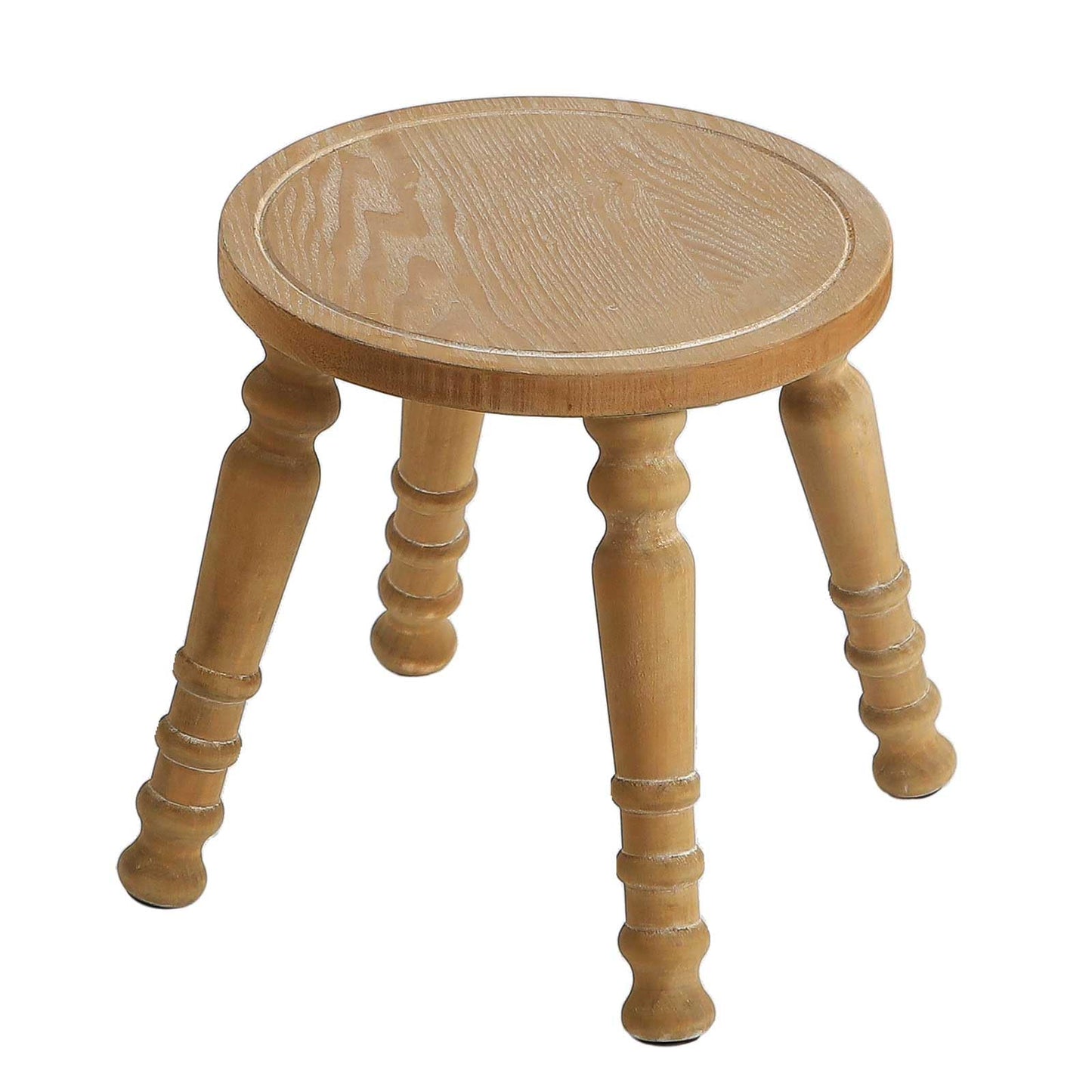 HuiDao 100% Solid Wooden Step Stool, Small Wooden Stool for Adults, Wood Plant Stools, Small Round Stool for Bathroom, Kitchen, Bedroom, Plant Stand