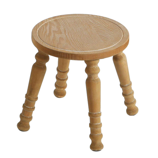 HuiDao 100% Solid Wooden Step Stool, Small Wooden Stool for Adults, Wood Plant Stools, Small Round Stool for Bathroom, Kitchen, Bedroom, Plant Stand