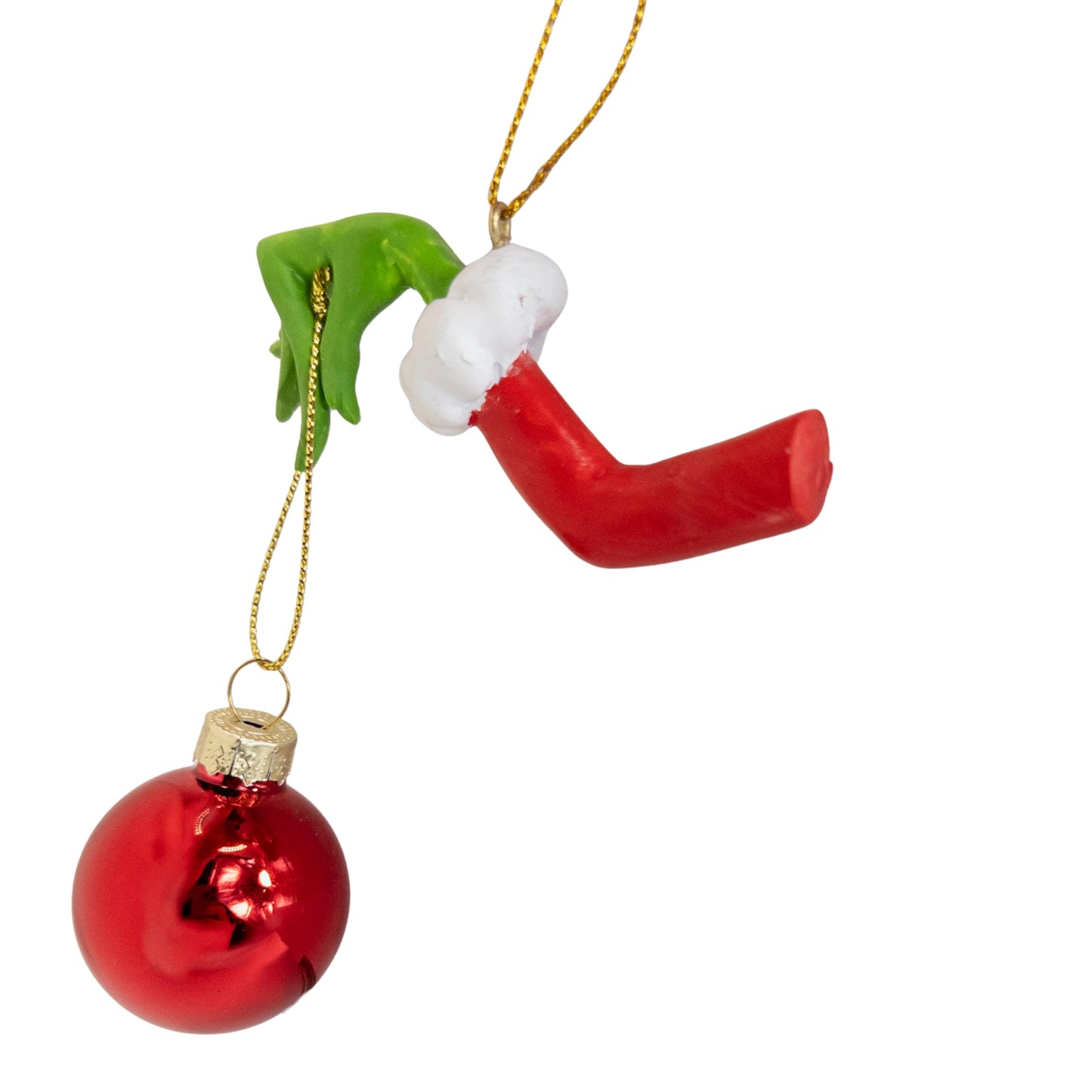 Green Monster Hand Stealing Red Bulb Christmas Tree Decoration Funny Ornament for Naughty Grinches