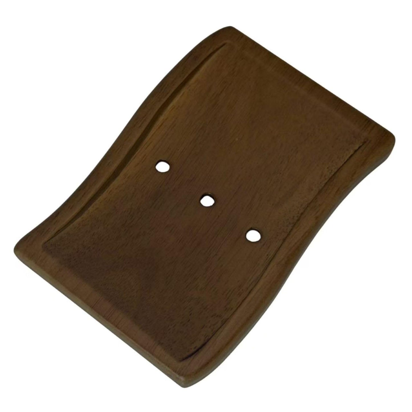 AxonVolu Wood Self-Draining Bar Soap Holder, Natural Rubberwood Soap Dish with 3 Drainage Holes, Non-Slip Soap Saver Tray for Bathroom & Kitchen, Rustic Wooden Sponge/Soap Case（Brown, 1-Pack）