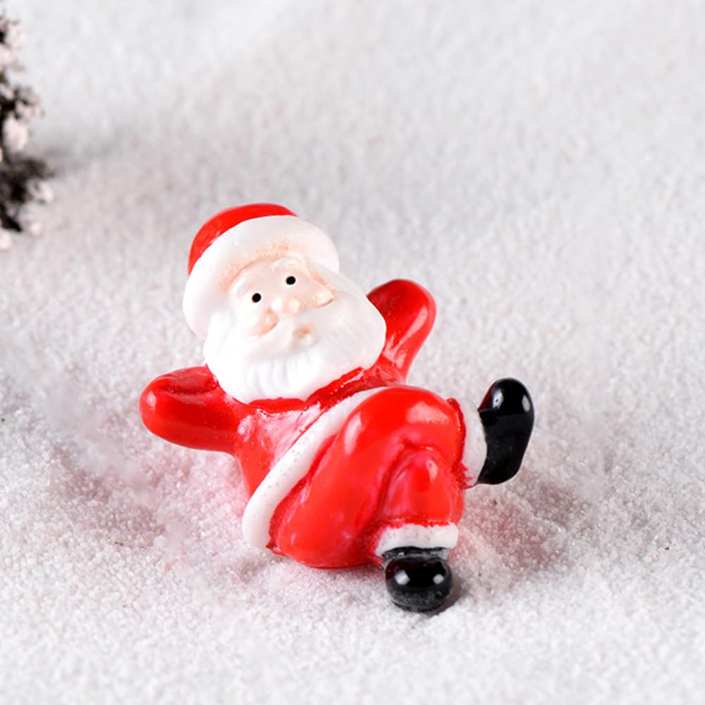 LOGOFUN 20PCS Mini Santa Claus Figurines Miniature Christmas Figurines Mini Resin Santa Claus Decorations for Xmas Party Supplies - Ramdon Style