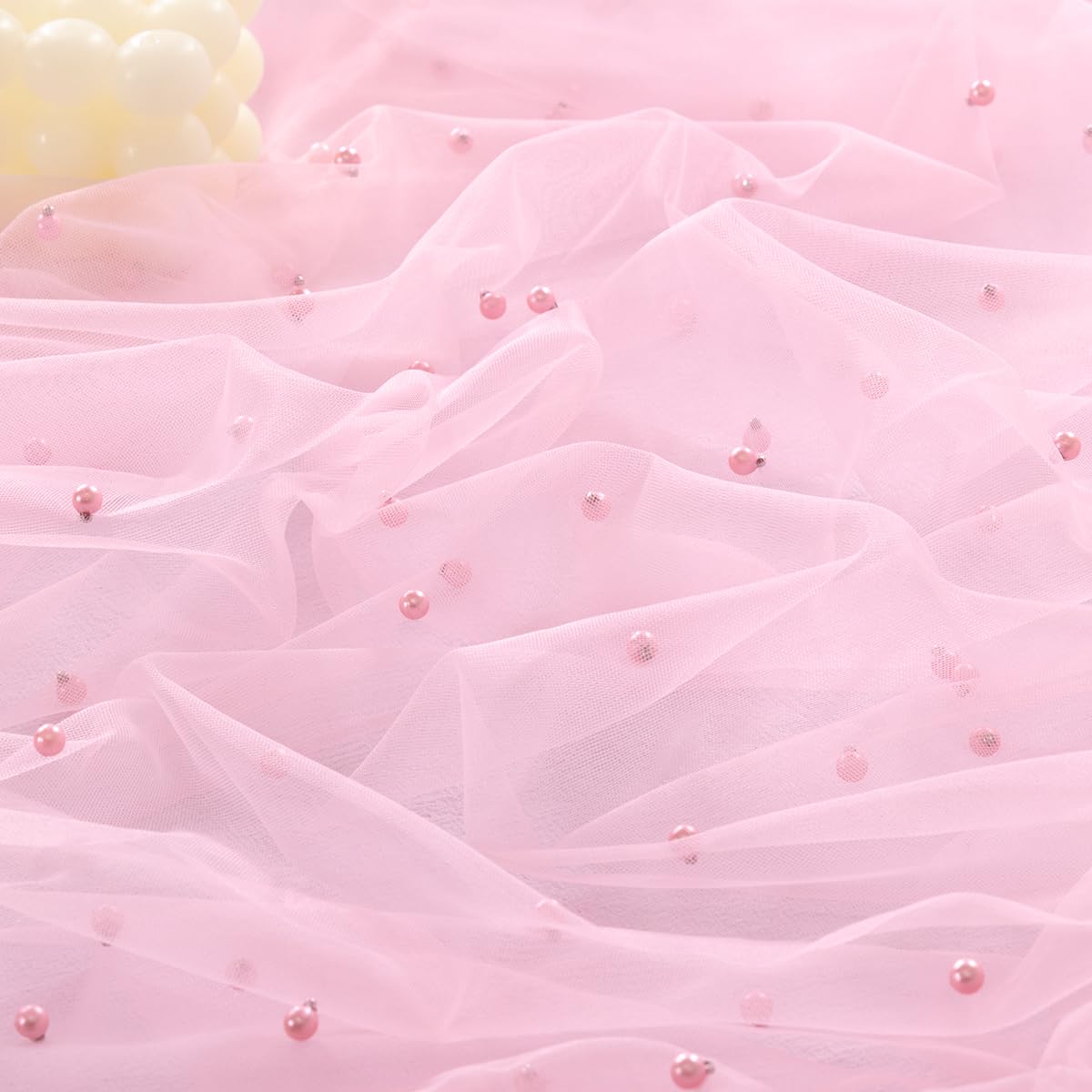 Socomi Pearl Table Runner Tulle Pink Summer Cheesecloth 10FT Gauze Cheese Cloth Sheer Chiffon Dining Wedding Birthday Party Baby Shower Bridal Engagement Anniversary Holiday Centerpiece Table Decor
