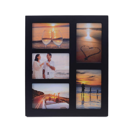UMICAL 4x6 5-Opening Picture Frame with Shatter-Resistant Glass & Black Wood 4x6 Collage Photo Frames for 4x6 5 Pictures Display Made for Tabletop Stand and Wall Mounting