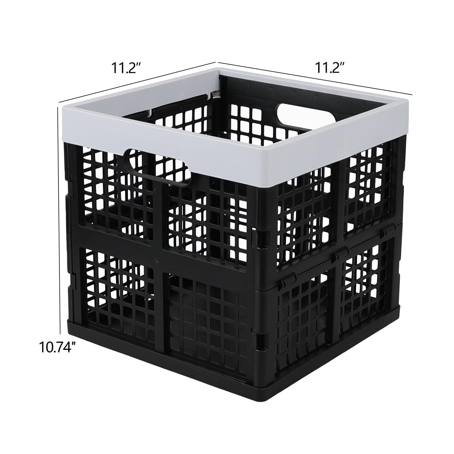 Oymlclivisa 18 L Collapsible Plastic Storage Crates, Square Foldable Crates for Storage, 3 Pack, Black