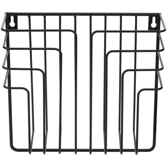 MyGift Modern Design Black Metal Wire Wall Mounted Magazine and File Folder Holder Organizer Rack