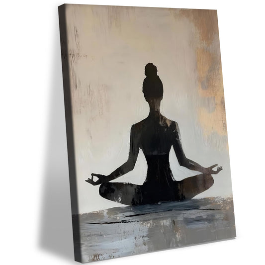 LYYGLYY Framed Yoga Canvas Wall Art, Zen Print Wall Art, Modern Minimalist Yoga Room Poster Artwork for Walls, Calm Mindfulness Wall Decor for Bedrooms, Living Rooms 12×16 Inches