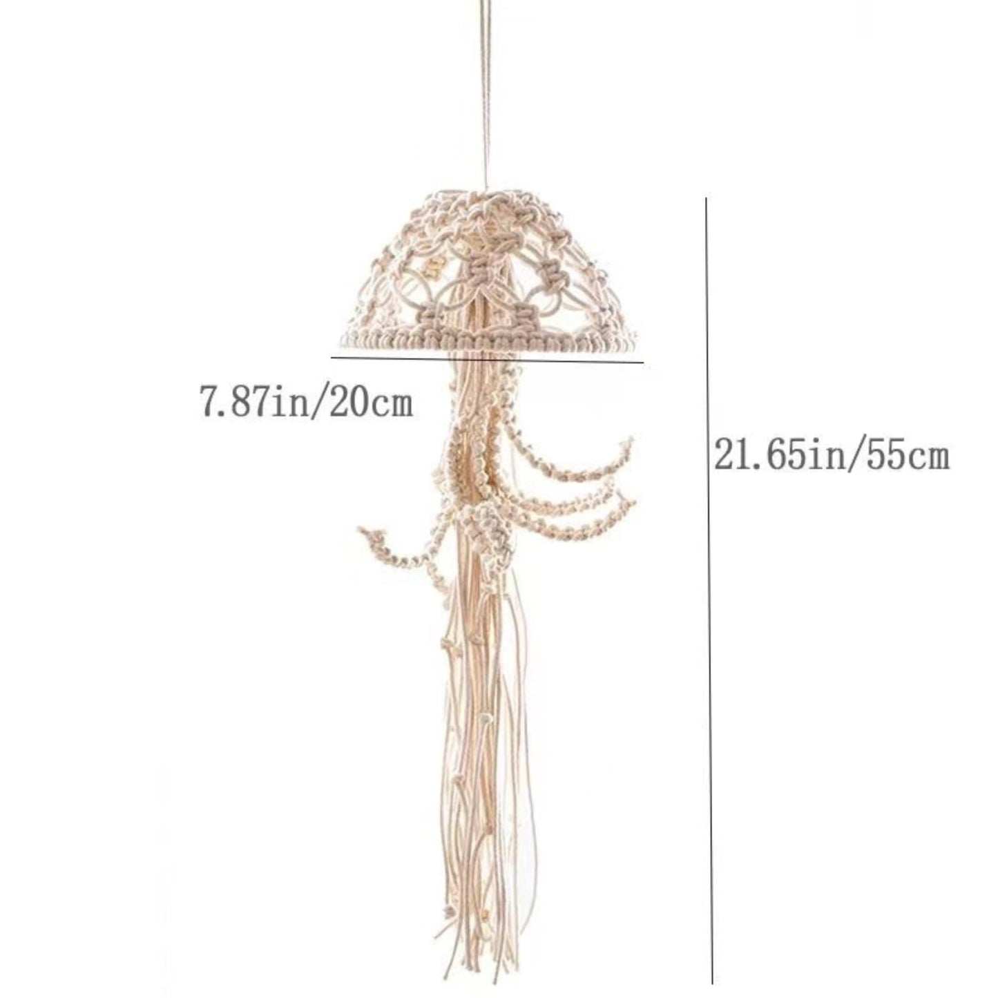 Macrame Wall Hanging,Jellyfish Dream Catcher with Star Lights,Bohemian Woven Wall Art Decor Beautiful Apartment Dorm Room Door Decoration (White)