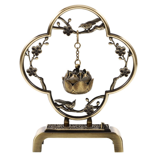 Homoyoyo Mini Hanging Thurible Incense Burner | Vintage Alloy Censer with Chain Rack | Retro Lotus Ball Ornament for Incense Cones/Charcoal | Compact Aromatherapy Decor for Home,Meditation&Present