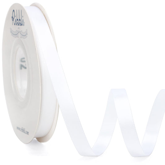 Ribbli Double Faced White Satin Ribbon,3/8” x Continuous 25 Yards,Fabric Ribbon use for Bows Bouquet,Gift Wrapping,Floral Arrangement